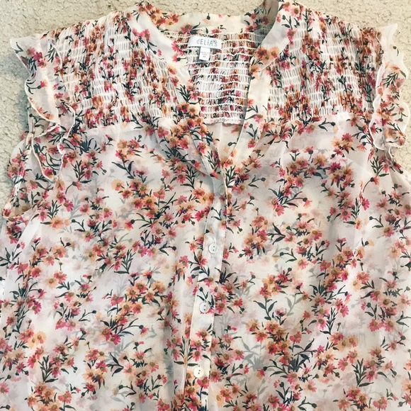 White Floral Tie Front Shirt - Picture 5 of 6